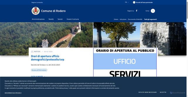 Security scan screenshot of https://www.comune.rodero.co.it/