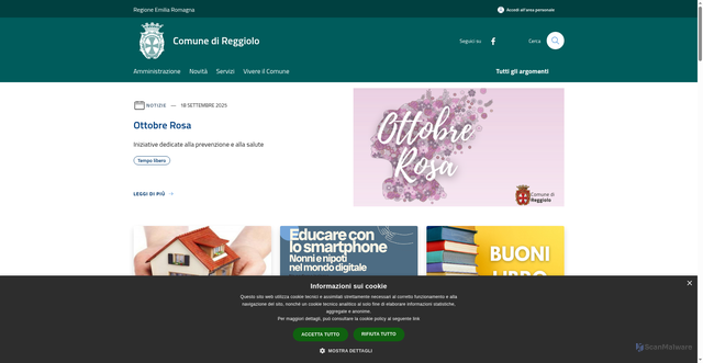 Security scan screenshot of https://www.comune.reggiolo.re.it/it