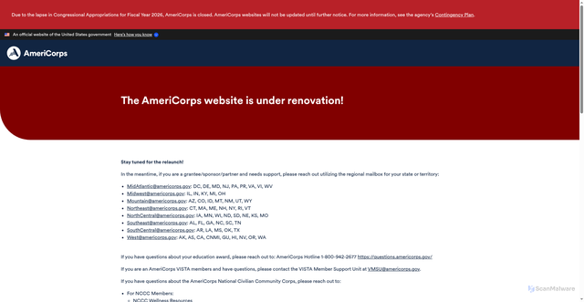 Security scan screenshot of https://www.americorps.gov/