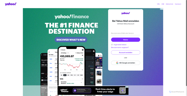 Security scan screenshot of https://fr.mail.yahoo.com