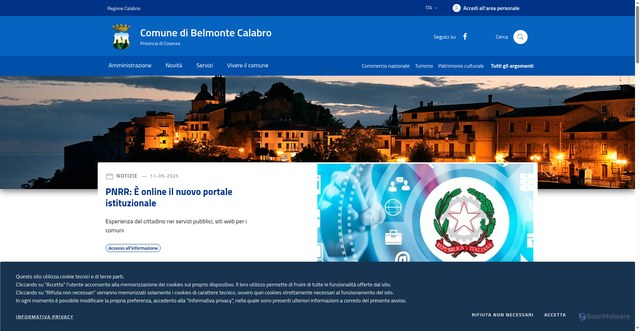Security scan screenshot of https://www.comune.belmontecalabro.cs.it/
