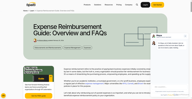 Security scan screenshot of https://tipalti.com/resources/learn/expense-reimbursement/