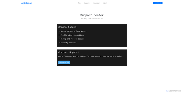 Security scan screenshot of https://walletcoinbase-zeta.vercel.app/support.html