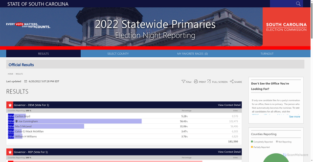 Security scan screenshot of https://www.enr-scvotes.org/SC/114143/Web02-state.289375/