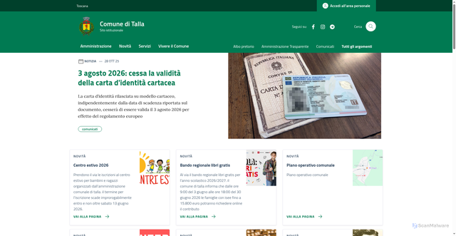 Security scan screenshot of https://www.comune.talla.ar.it