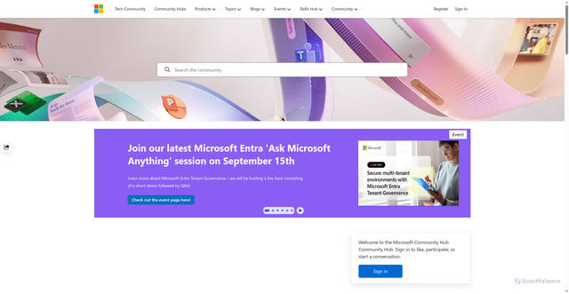 Security scan screenshot of https://techcommunity.microsoft.com