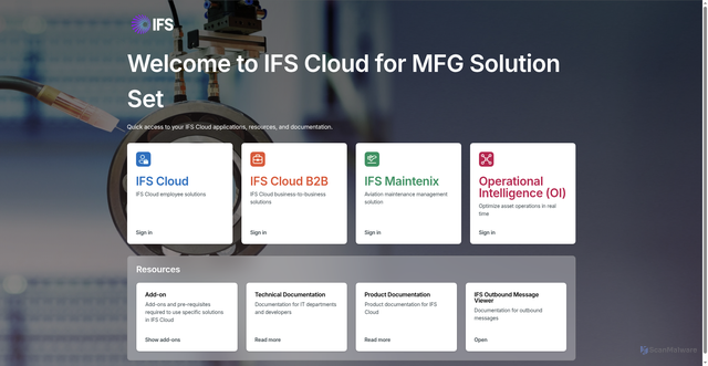Security scan screenshot of https://mlco.ifs.cloud