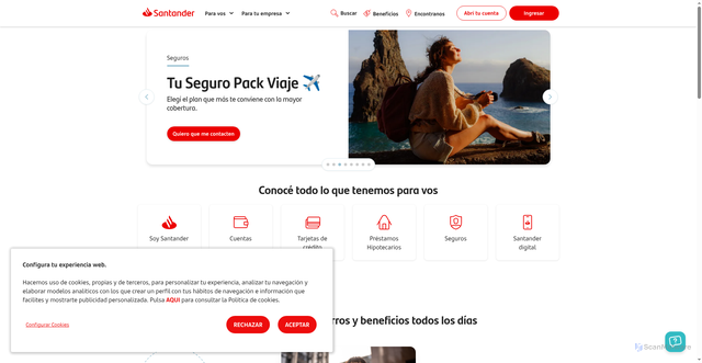 Security scan screenshot of https://santander.com.uy