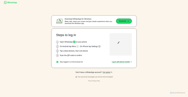 Security scan screenshot of https://web.whatsapp.com/