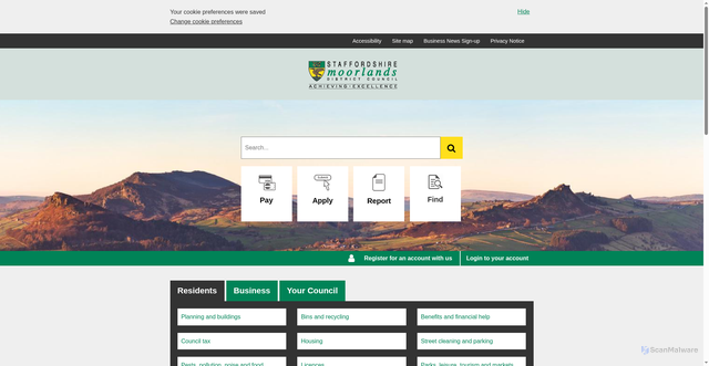 Security scan screenshot of https://www.staffsmoorlands.gov.uk/