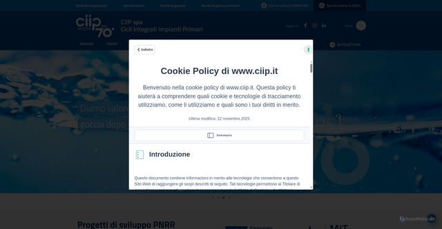 Security scan screenshot of https://www.ciip.it/