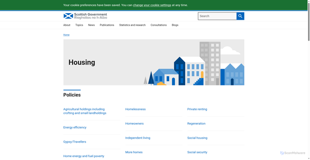 Security scan screenshot of https://www.gov.scot/housing/