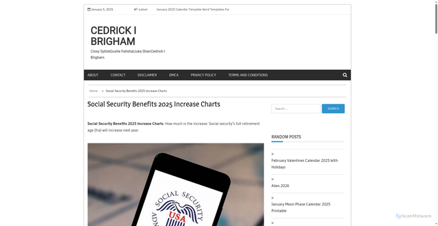 Security scan screenshot of https://cedrickibrighamw.pages.dev/cnuvd-social-security-benefits-2025-increase-charts-vmqmh/