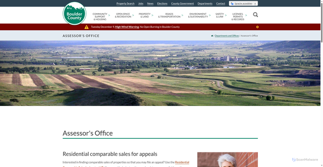 Security scan screenshot of https://bouldercounty.gov/departments/assessor/