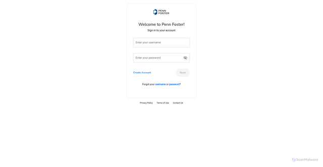 Security scan screenshot of https://my.pennfoster.com