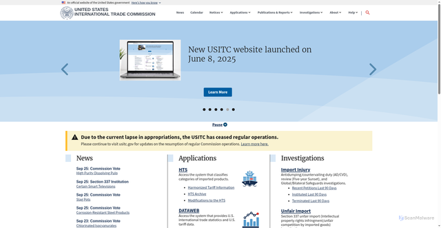 Security scan screenshot of https://usitc.gov/