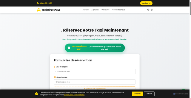 Security scan screenshot of https://taxidirectazur.com/
