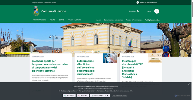 Security scan screenshot of https://www.comune.invorio.no.it/it-it/home