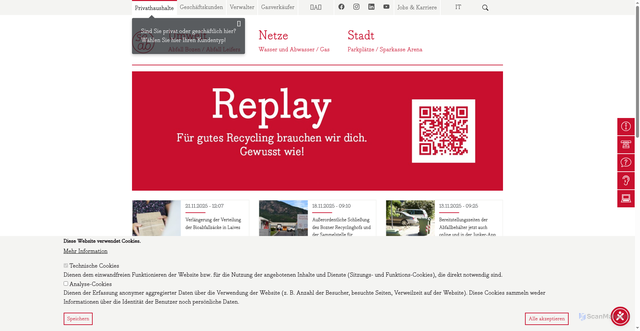 Security scan screenshot of https://www.seab.bz.it/de