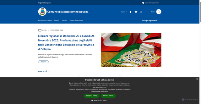 Security scan screenshot of https://www.comune.montecorvinorovella.sa.it/it