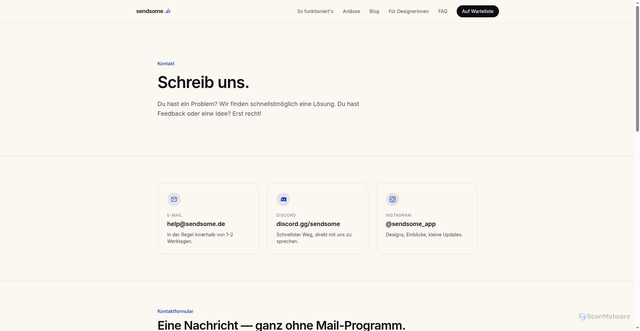 Security scan screenshot of https://sendsome.de/kontakt/