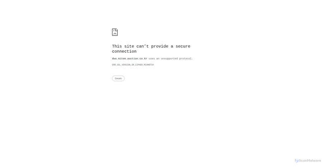 Security scan screenshot of https://dwa.mitem.auction.co.kr