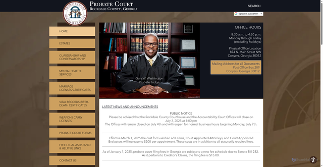 Security scan screenshot of https://rockdalecoprobatecourt.gov/
