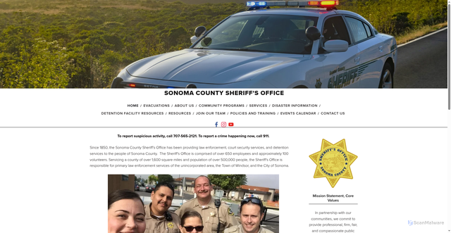 Security scan screenshot of https://www.sonomasheriff.org/