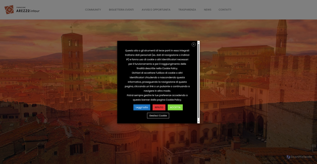 Security scan screenshot of https://www.arezzointour.it/