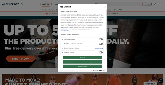 Security scan screenshot of https://myprotein.com