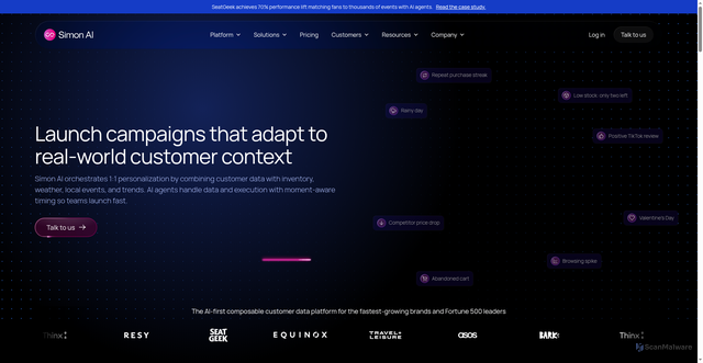 Security scan screenshot of https://simondata.com