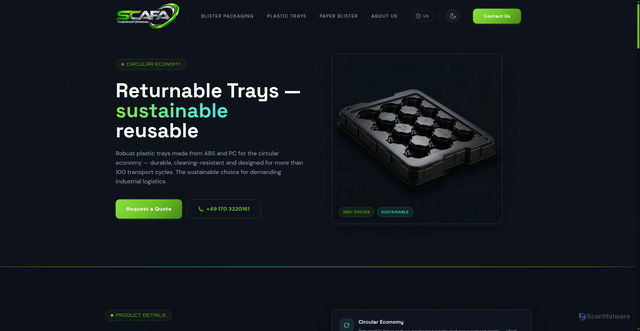Security scan screenshot of https://blisterpackaging-usa.com/returnable-trays/