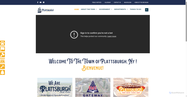 Security scan screenshot of https://www.townofplattsburghny.gov/