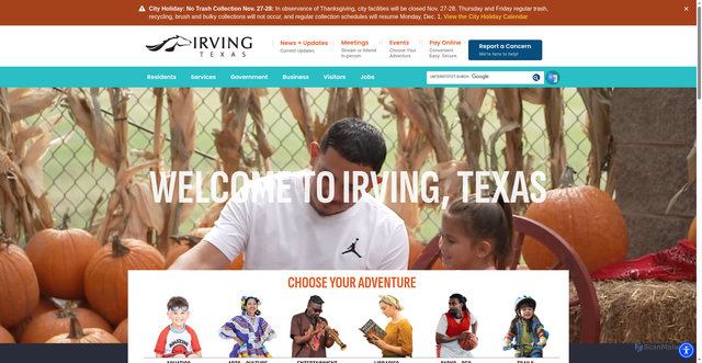Security scan screenshot of https://irvingtx.gov/