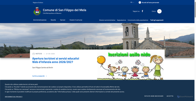 Security scan screenshot of https://www.comune.sanfilippodelmela.me.it