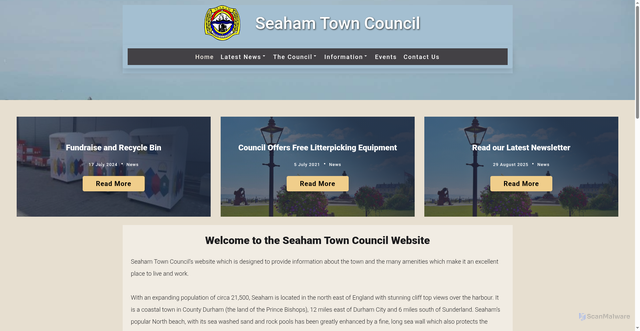 Security scan screenshot of https://www.seaham.gov.uk/