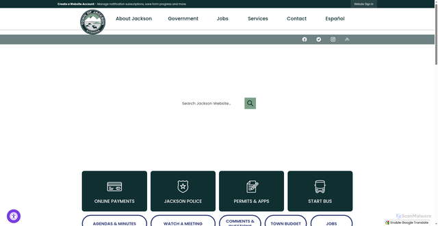Security scan screenshot of https://jacksonwy.gov/