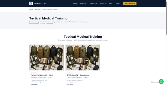 Security scan screenshot of https://vegatactical.pages.dev/products/ifak-medical/tactical-medical-training/
