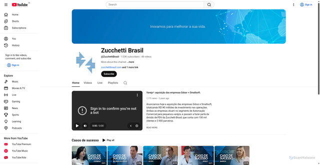 Security scan screenshot of https://consent.youtube.com/m?continue=https%3A%2F%2Fwww.youtube.com%2Fchannel%2FUCIHReKgqJqNwCcuN247vIfw%3Fcbrd%3D1&gl=DE&m=0&pc=yt&cm=2&hl=de&src=1