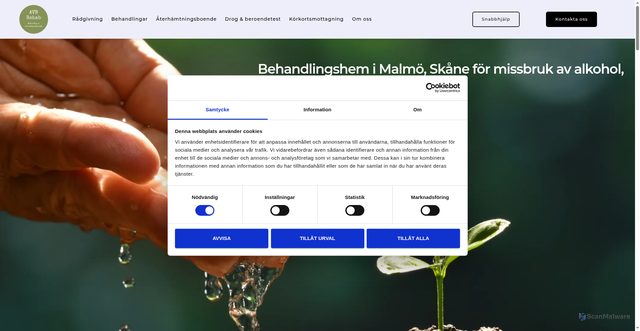 Security scan screenshot of https://avbrehab.se
