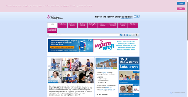 Security scan screenshot of https://www.nnuh.nhs.uk/
