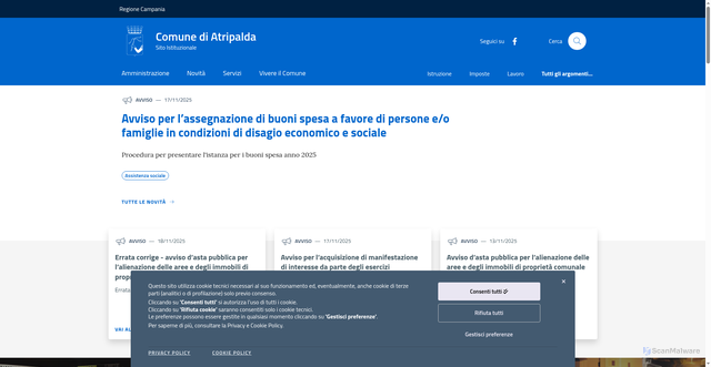 Security scan screenshot of https://www.comune.atripalda.av.it/