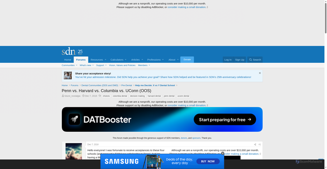 Security scan screenshot of https://forums.studentdoctor.net/threads/penn-vs-harvard-vs-columbia-vs-uconn-oos.1356858/