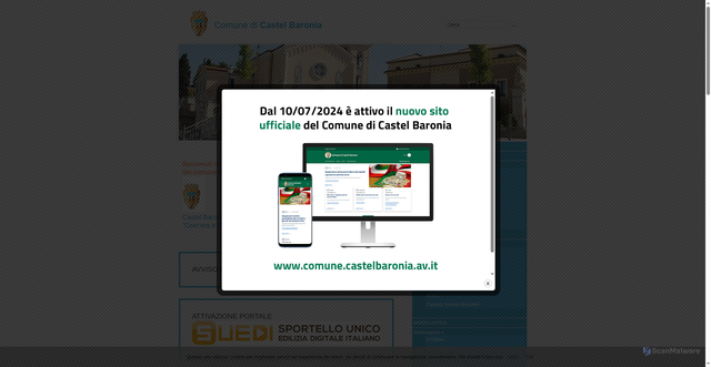 Security scan screenshot of https://www.comunecastelbaronia.it/