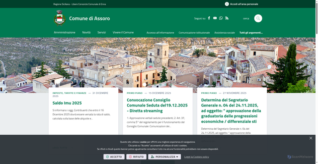 Security scan screenshot of https://www.comune.assoro.en.it/it-it/home