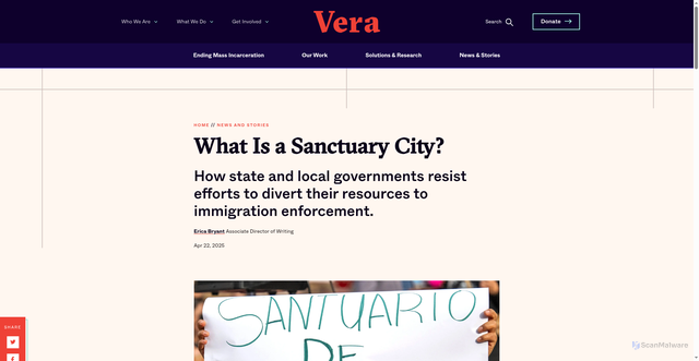Security scan screenshot of https://www.vera.org/news/what-is-a-sanctuary-city