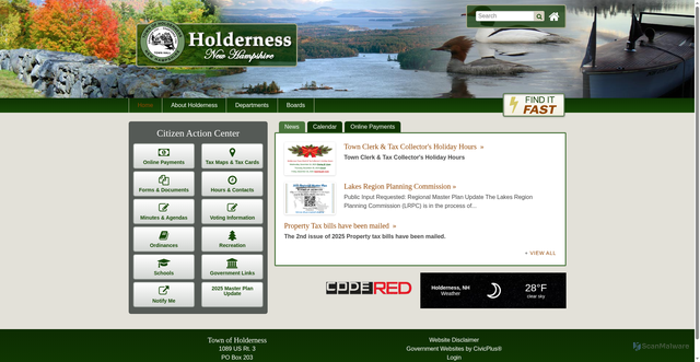 Security scan screenshot of https://www.holderness-nh.gov/