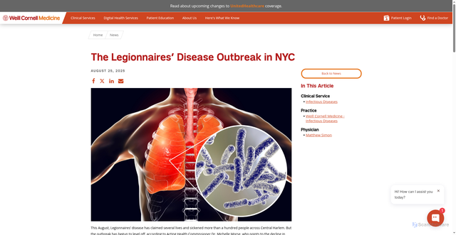 Security scan screenshot of https://weillcornell.org/news/the-legionnaires%E2%80%99-disease-outbreak-in-nyc