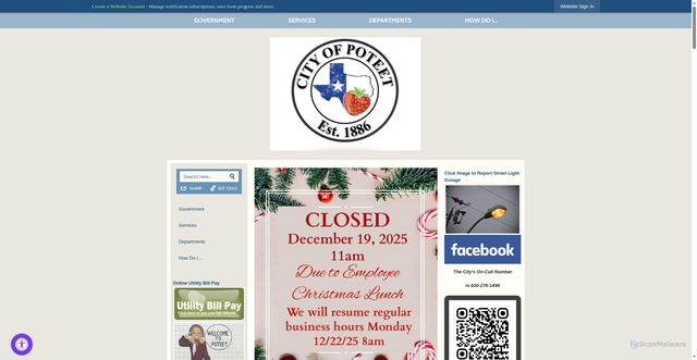 Security scan screenshot of http://poteettexas.gov/