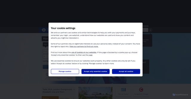 Security scan screenshot of https://tfl.gov.uk/?cid=pp004